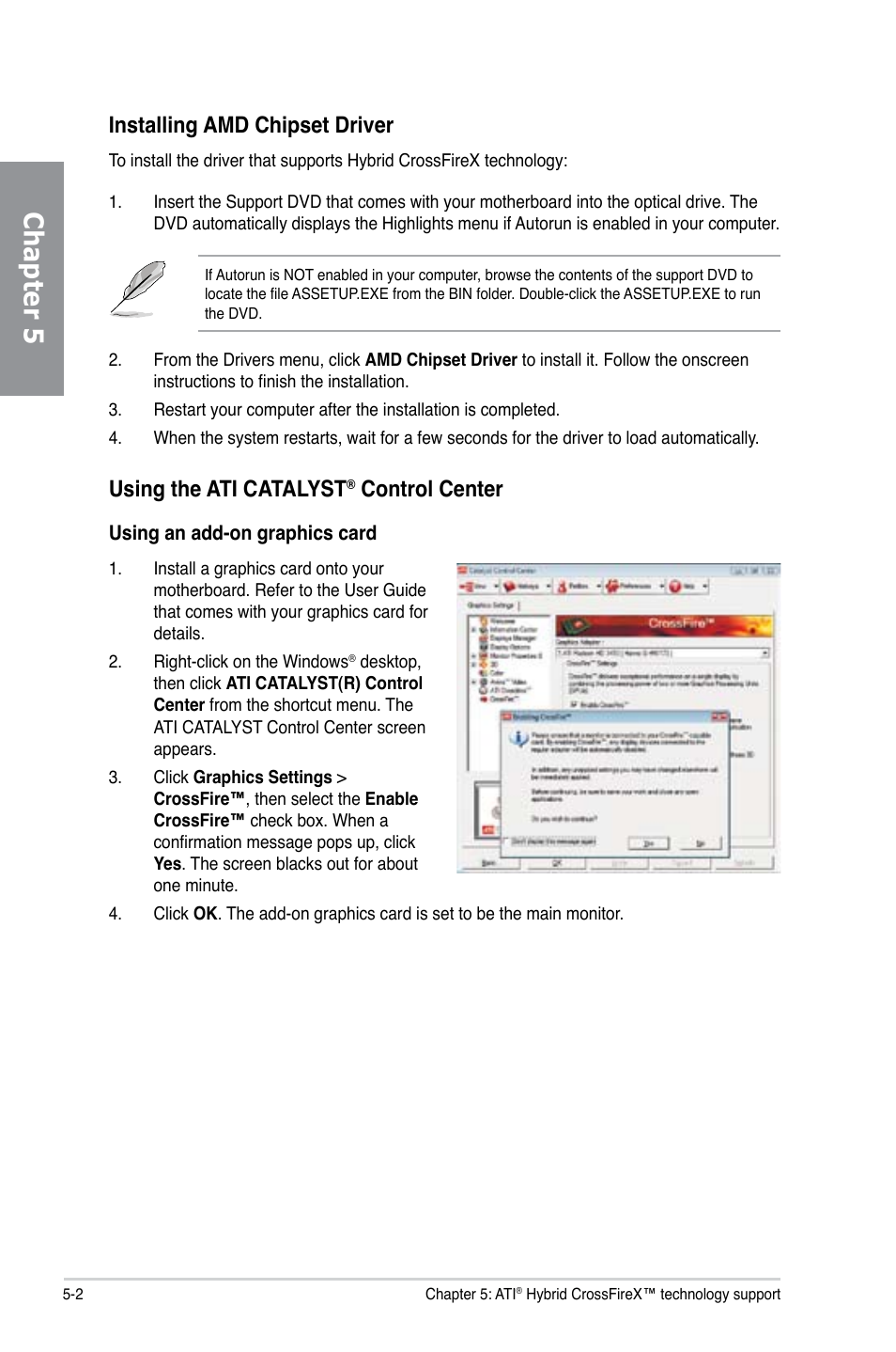 Installing amd chipset driver, Using the ati catalyst® control center, Control center -2 | Chapter 5, Using the ati catalyst, Control center | Asus M5A88-M User Manual | Page 112 / 116