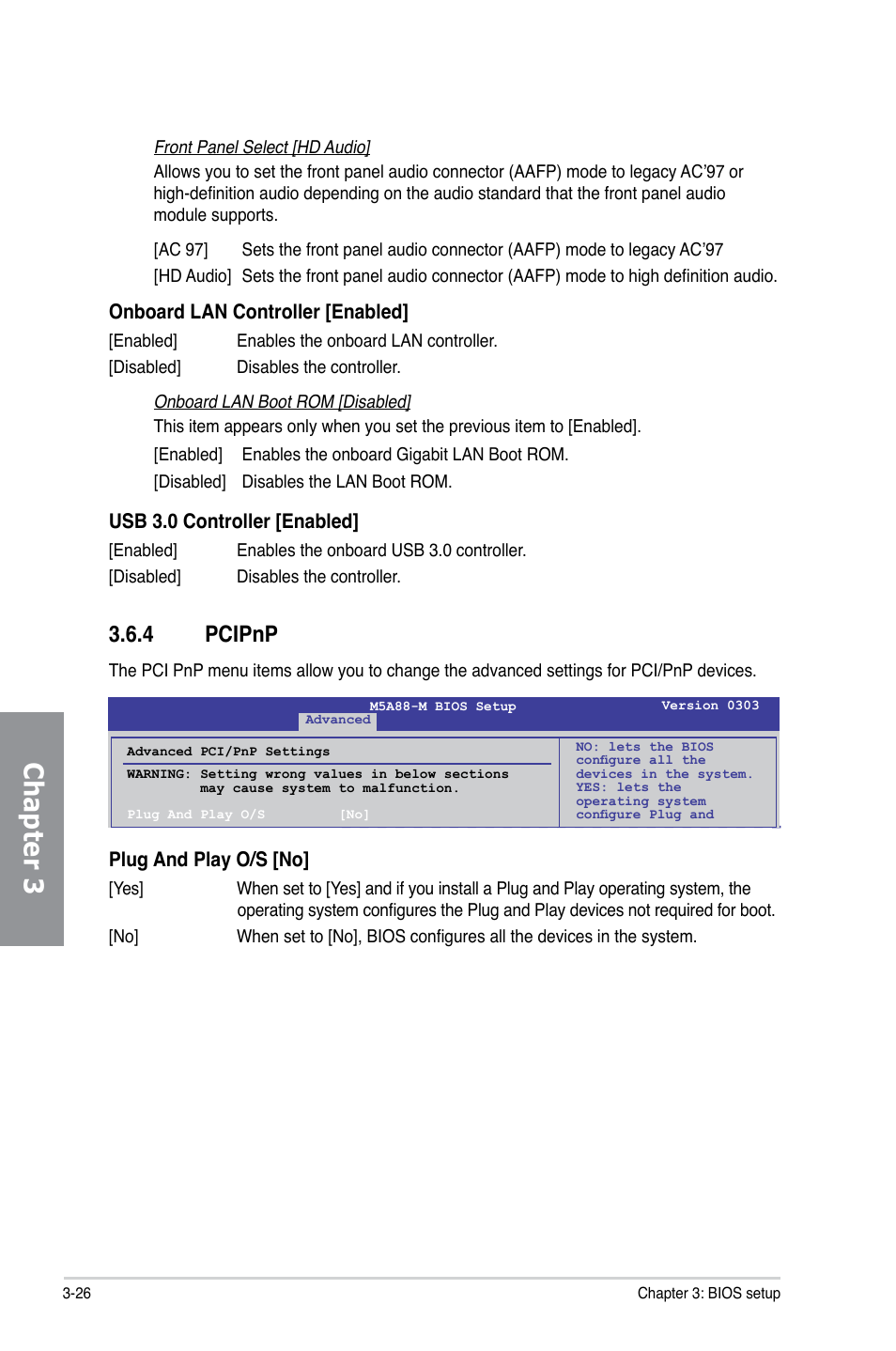 4 pcipnp, Pcipnp -26, Chapter 3 | Asus M5A88-M User Manual | Page 76 / 116