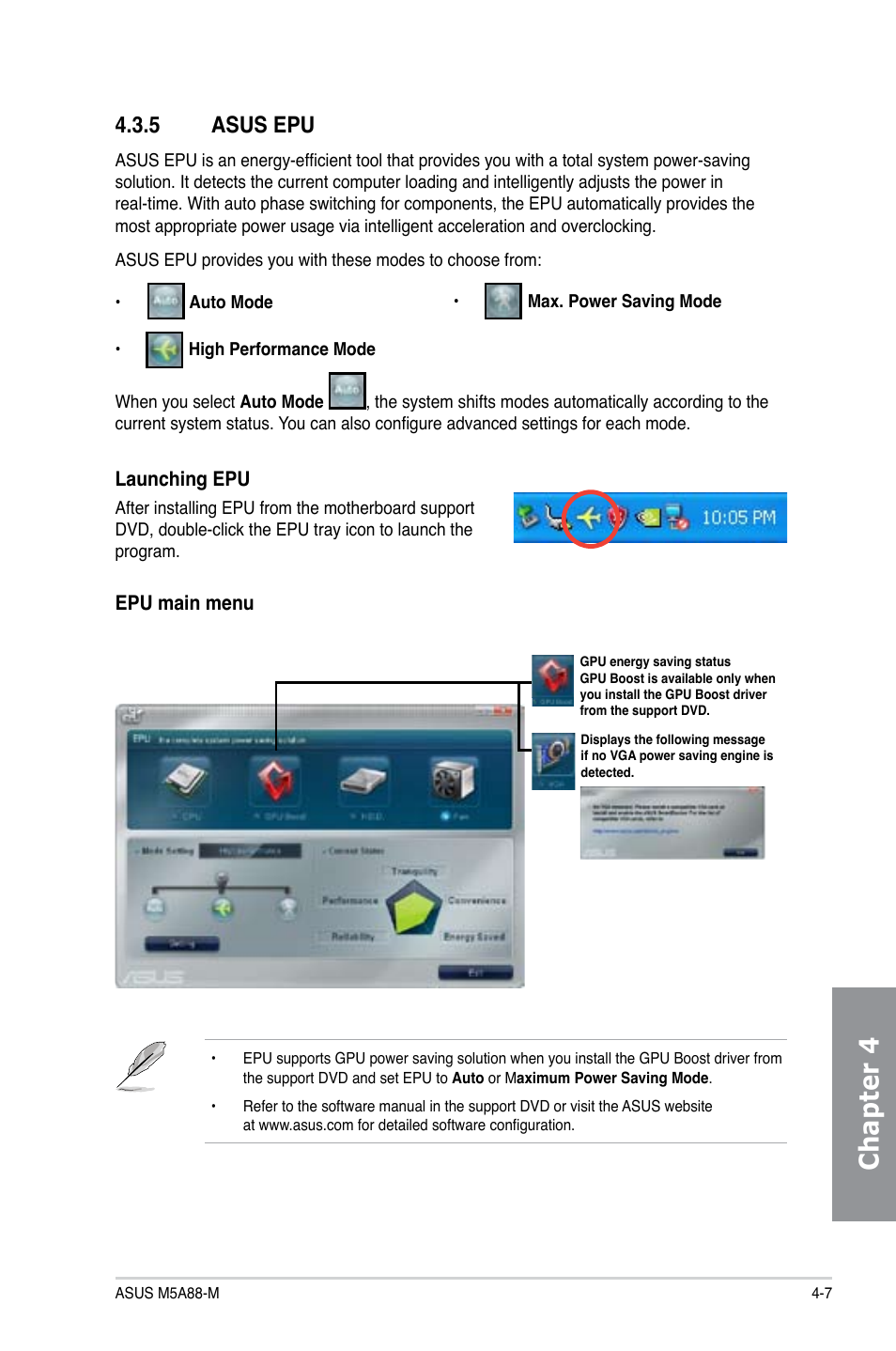 5 asus epu, Asus epu -7, Chapter 4 | Asus M5A88-M User Manual | Page 95 / 116