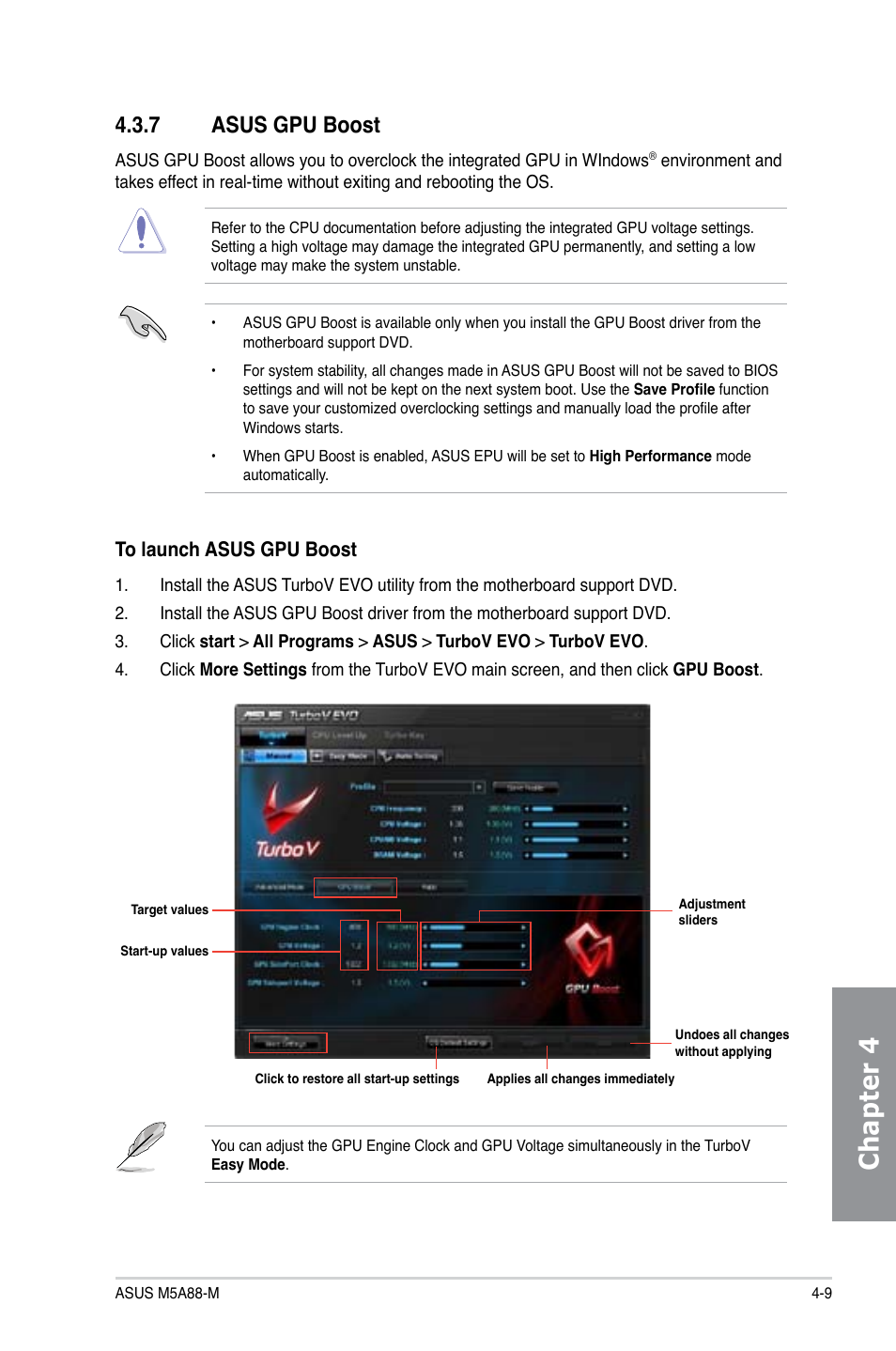 7 asus gpu boost, Asus gpu boost -9, Chapter 4 | Asus M5A88-M User Manual | Page 97 / 116