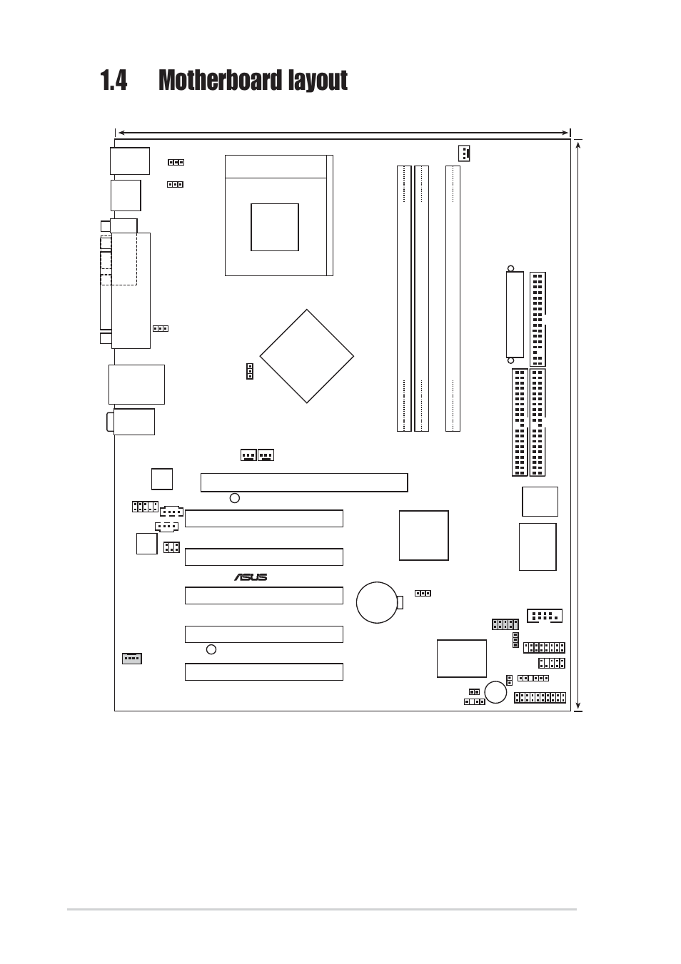 4 motherboard layout, 6 chapter 1: motherboard information, Socket 462 | Nvidia, A7n8x nforce2 mcp chipset, Accelerated graphics port (agp pro), Super i/o, Pci 1, Pci 2 pci 3 pci 4 pci 5 | Asus A7N8X User Manual | Page 16 / 60