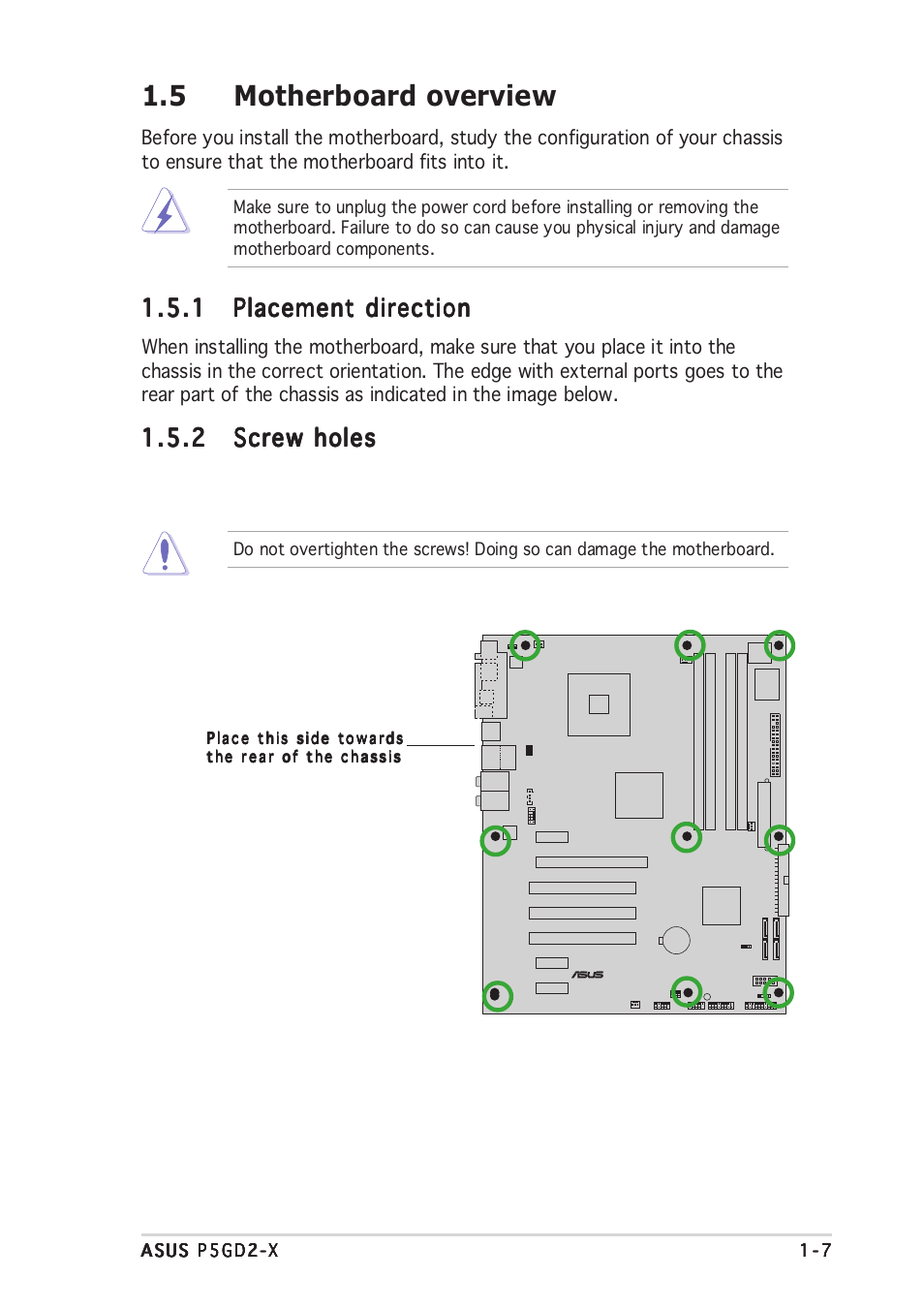 5 motherboard overview | Asus P5GD2-X User Manual | Page 19 / 96