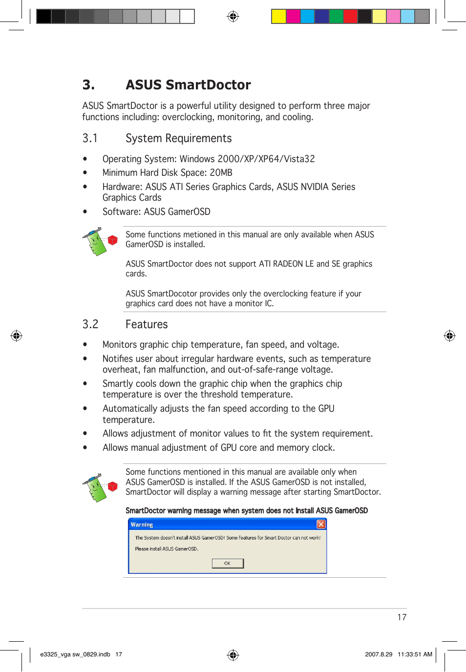 Asus smartdoctor, 1 system requirements, 2 features | Asus EN8800 Series User Manual | Page 24 / 66