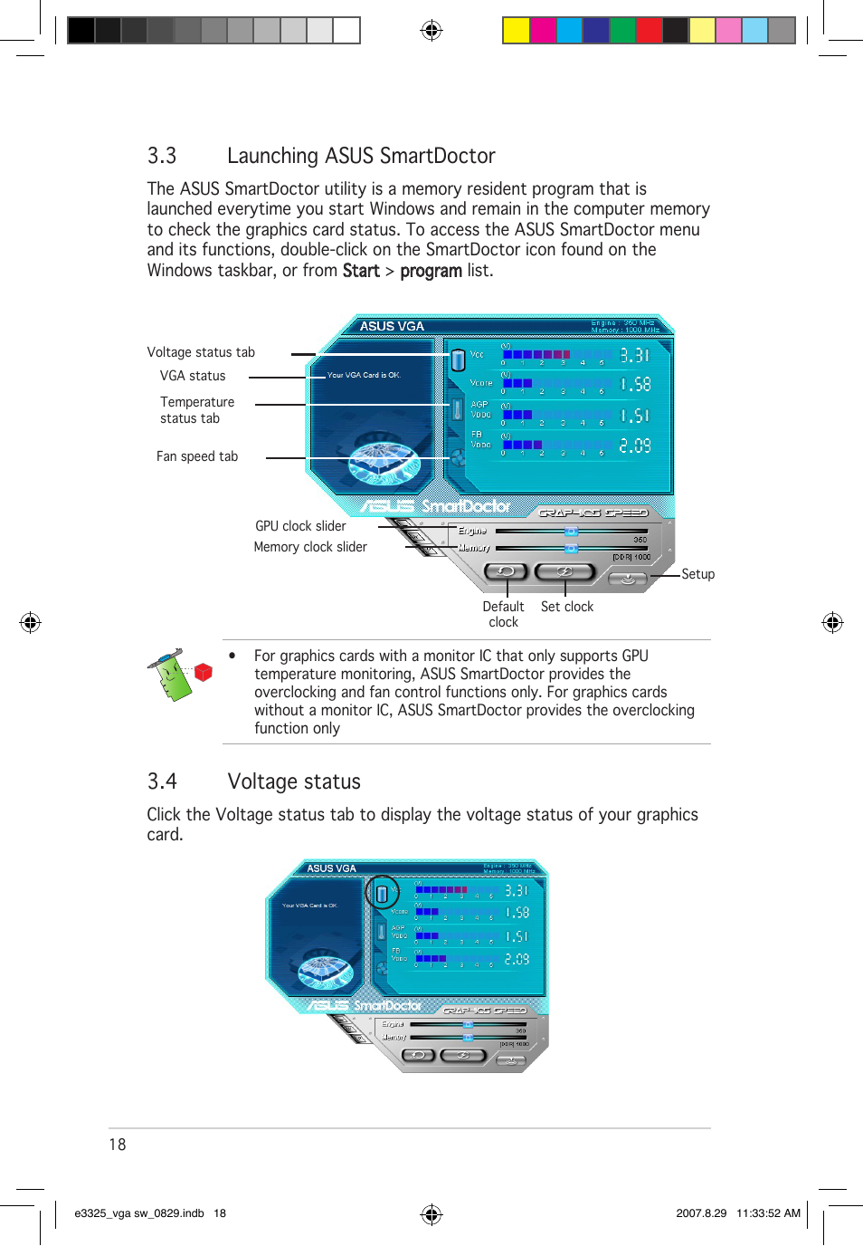 4 voltage status, 3 launching asus smartdoctor | Asus EN8800 Series User Manual | Page 25 / 66