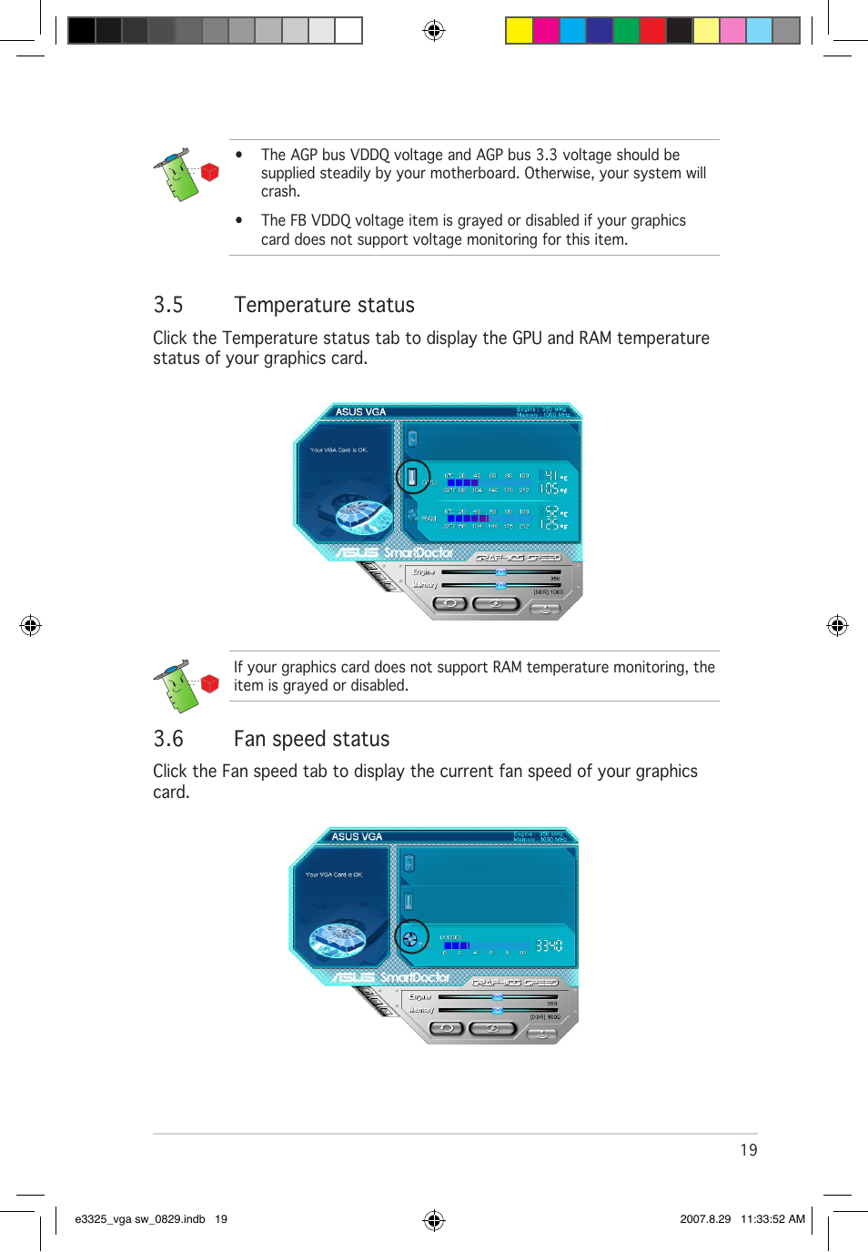 5 temperature status, 6 fan speed status | Asus EN8800 Series User Manual | Page 26 / 66