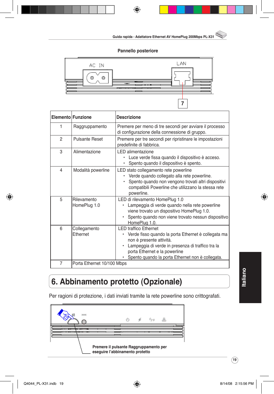 Abbinamento protetto (opzionale) | Asus PL-X31/PL-X32 User Manual | Page 20 / 102