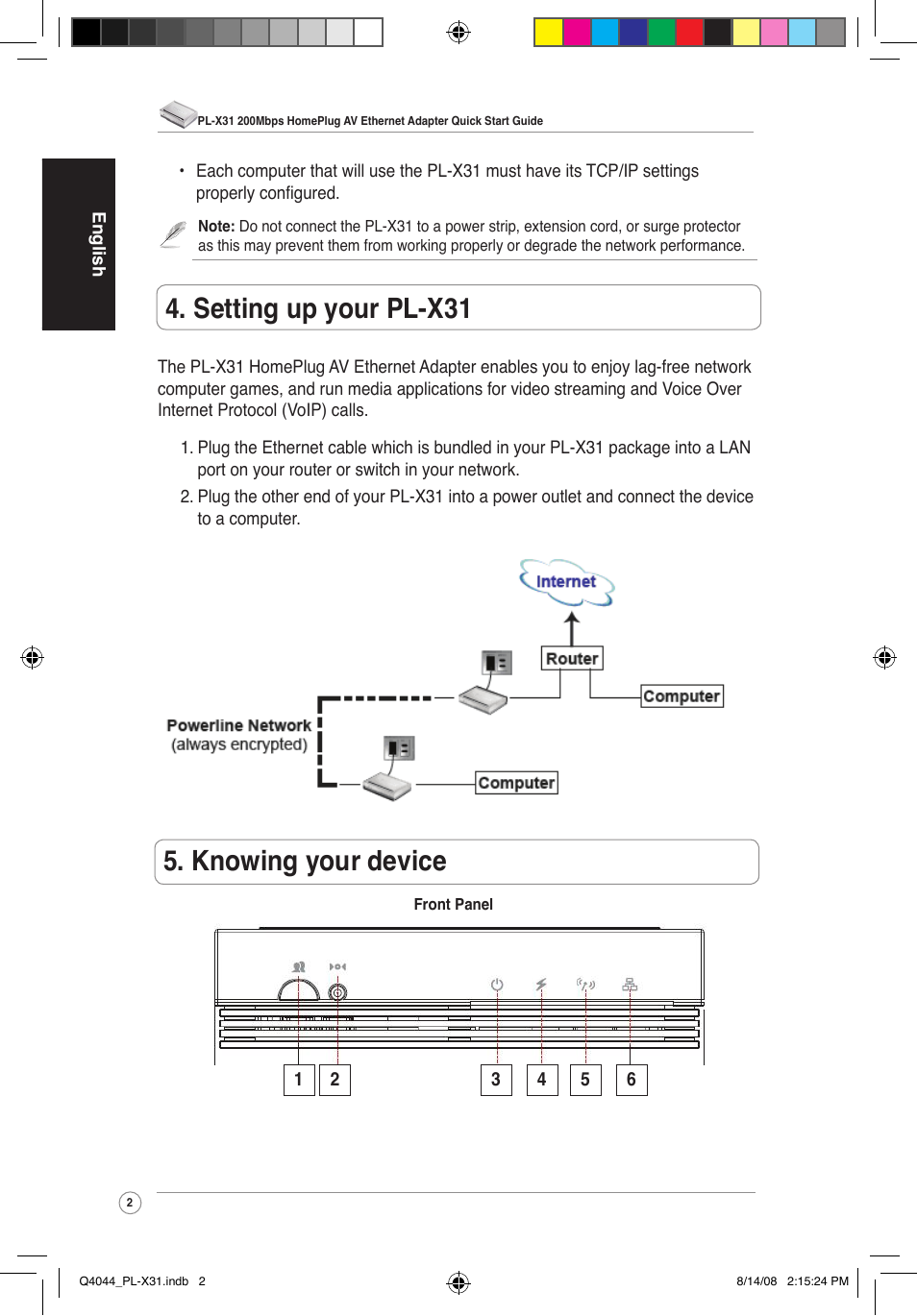 Setting up your pl-x31, Knowing your device | Asus PL-X31/PL-X32 User Manual | Page 3 / 102