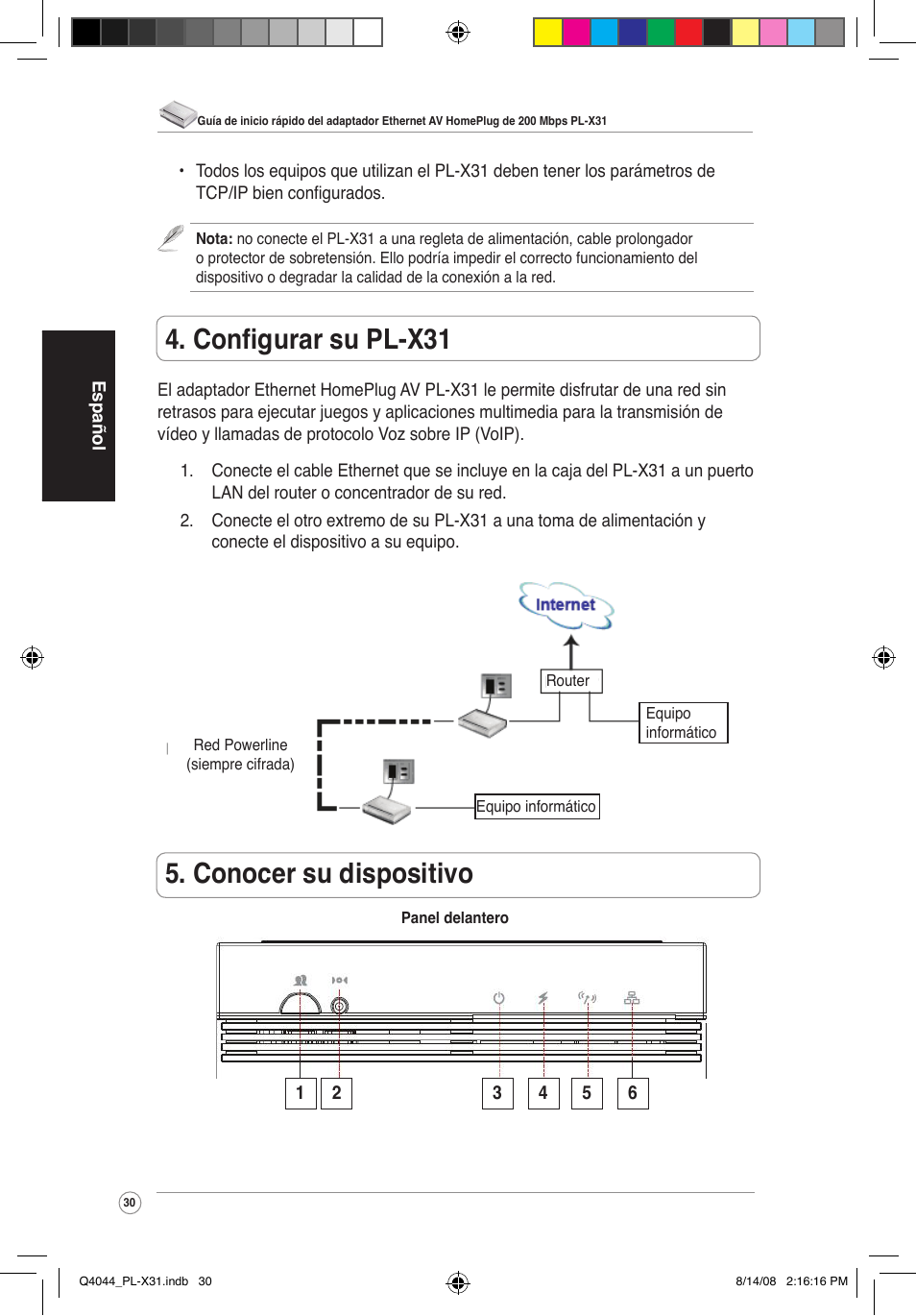 Conocer su dispositivo, Configurar su pl-x31 | Asus PL-X31/PL-X32 User Manual | Page 31 / 102