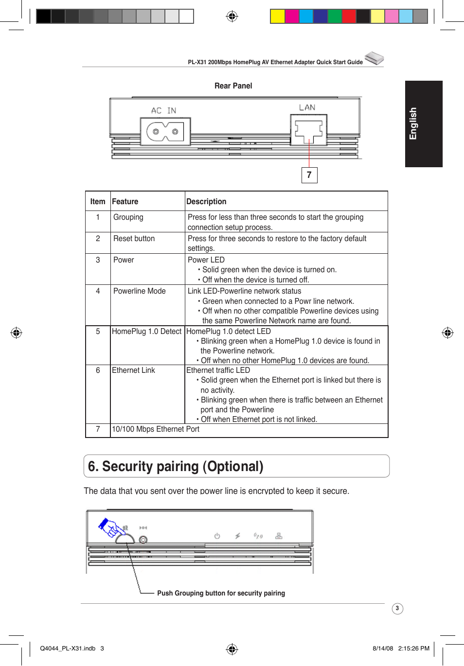 Security pairing (optional) | Asus PL-X31/PL-X32 User Manual | Page 4 / 102