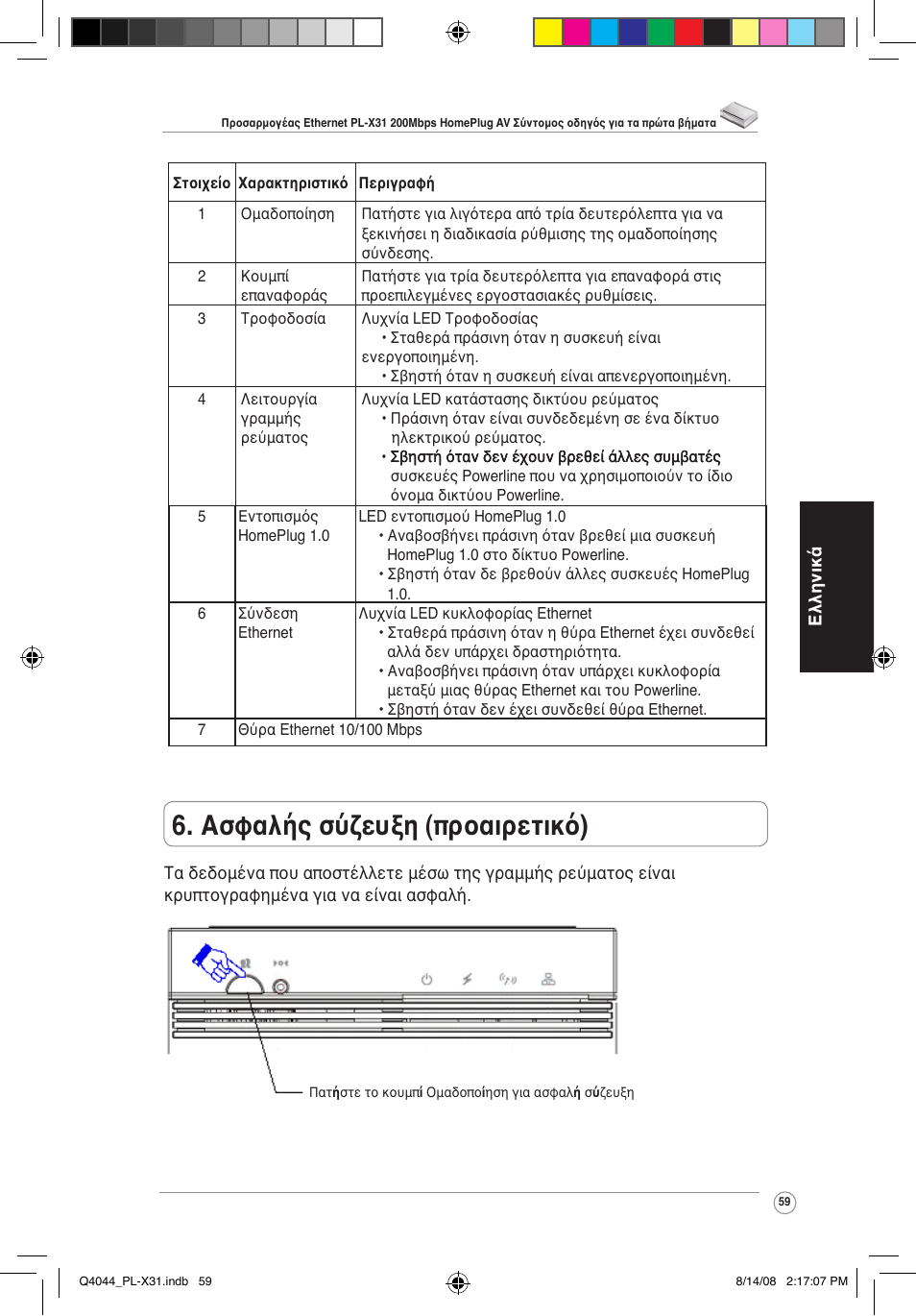 Ασφαλής σύζευξη (προαιρετικό) | Asus PL-X31/PL-X32 User Manual | Page 60 / 102