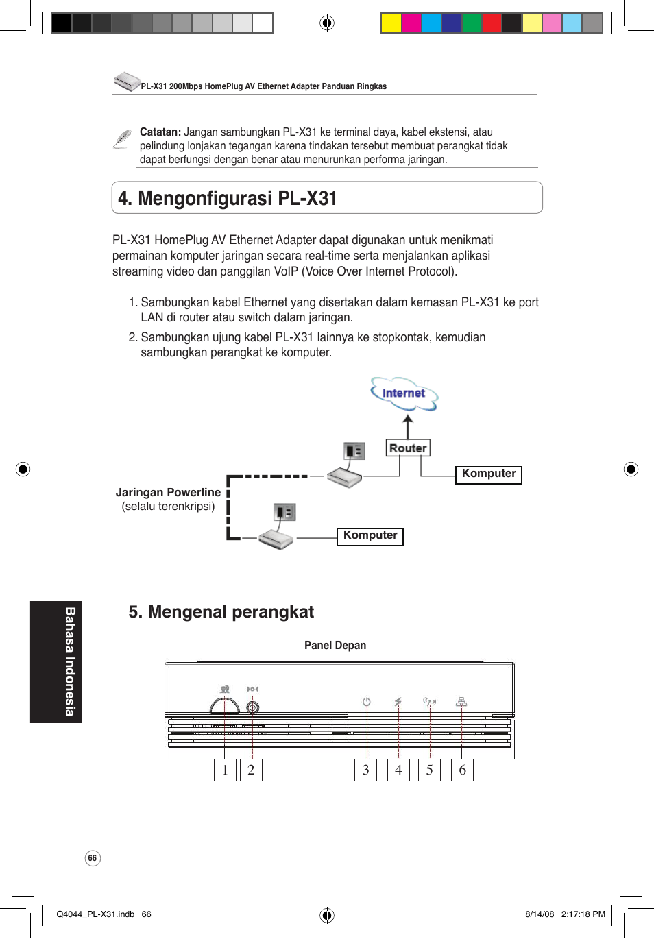 Mengonfigurasi pl-x31, Mengenal perangkat | Asus PL-X31/PL-X32 User Manual | Page 67 / 102