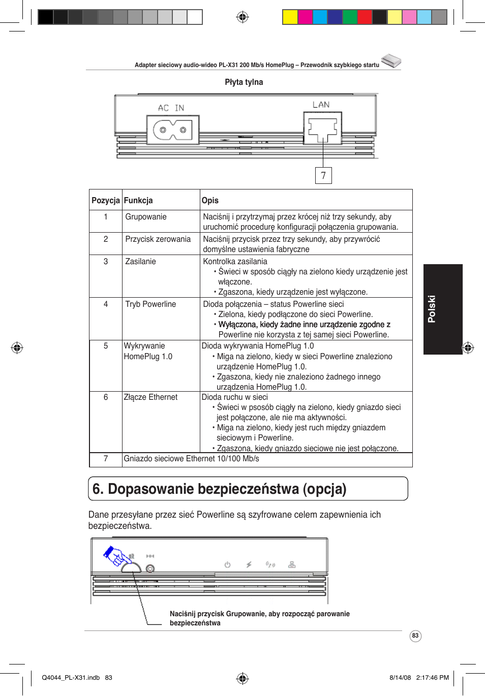 Dopasowanie bezpieczeństwa (opcja) | Asus PL-X31/PL-X32 User Manual | Page 84 / 102