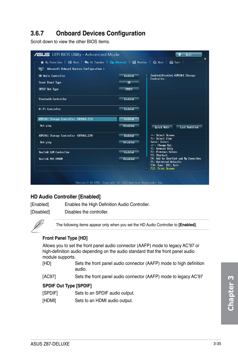 7 onboard devices configuration, Onboard devices configuration -35, Chapter 3 | Asus Z87-DELUXE User Manual | Page 111 / 162