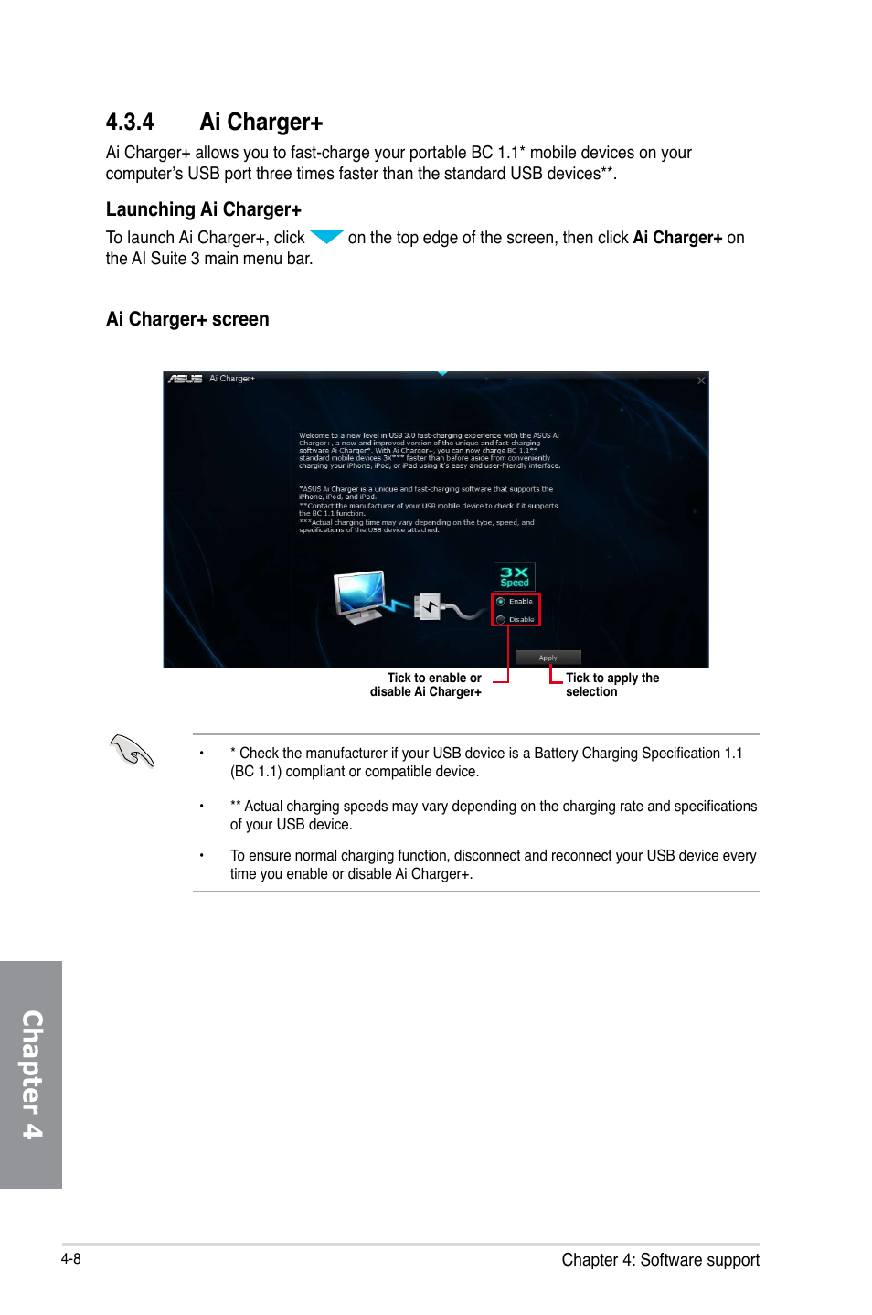 4 ai charger, Ai charger+ -8, Chapter 4 | Asus Z87-DELUXE User Manual | Page 140 / 162