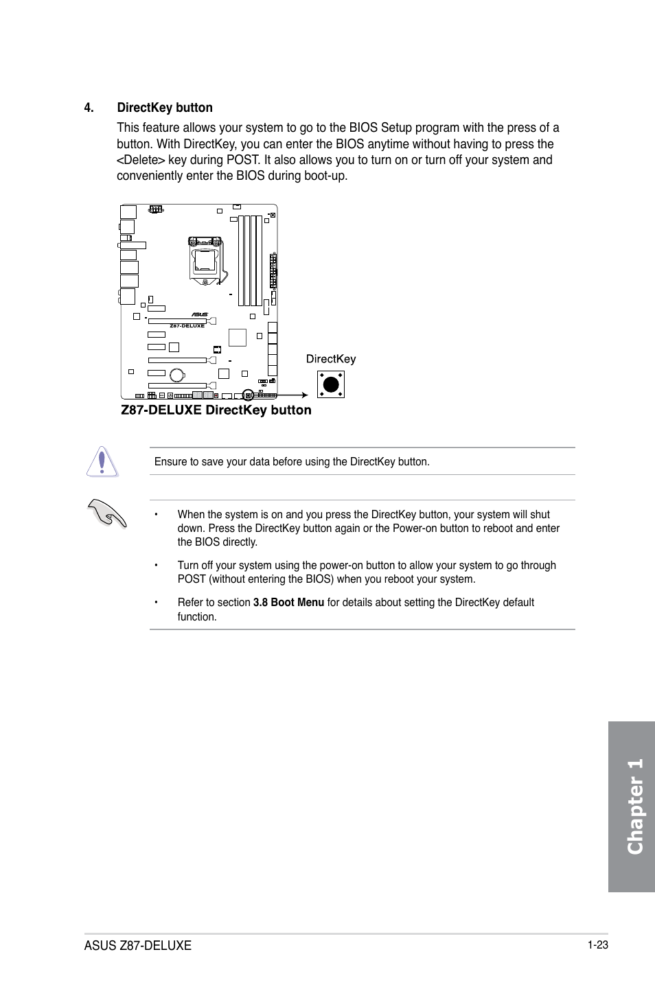 Chapter 1 | Asus Z87-DELUXE User Manual | Page 39 / 162