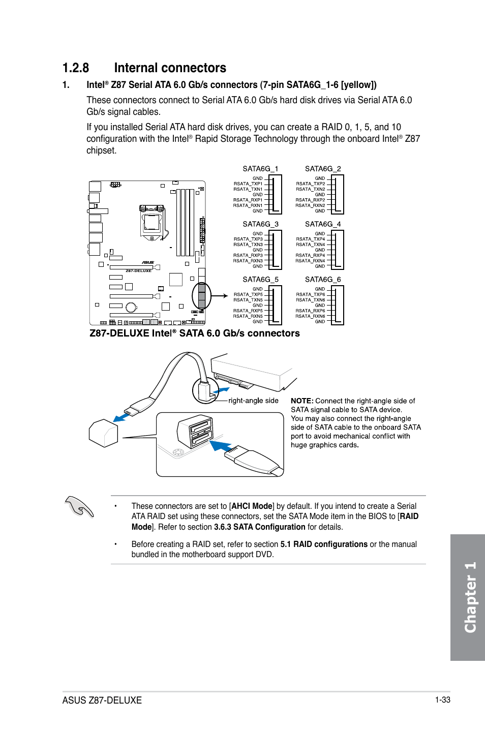 8 internal connectors, Internal connectors -33, Chapter 1 | Asus Z87-DELUXE User Manual | Page 49 / 162