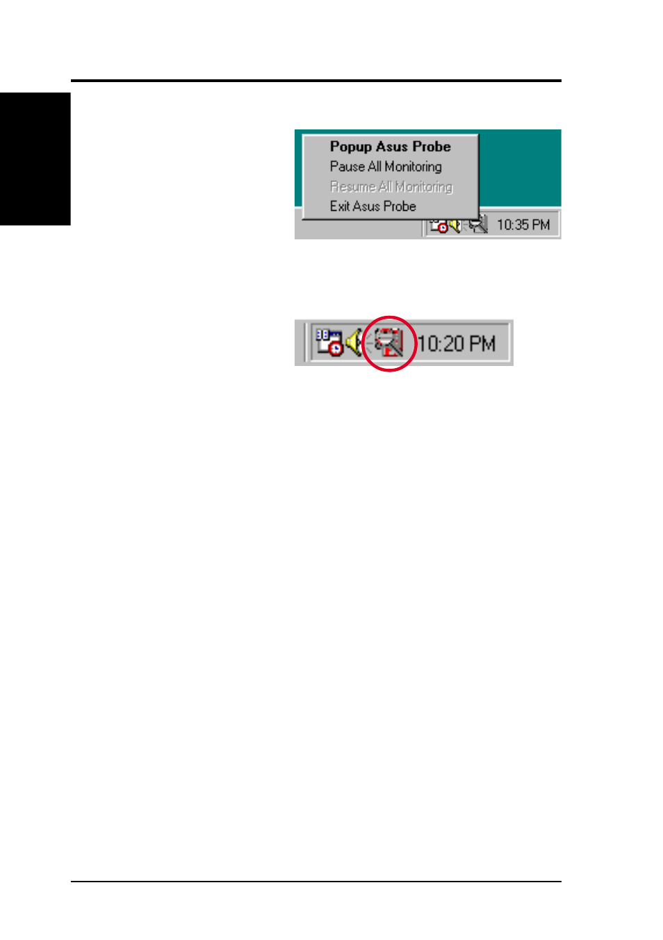 Software reference, 3 asus pc probe task bar icon | Asus CUSL2-LS User Manual | Page 106 / 128