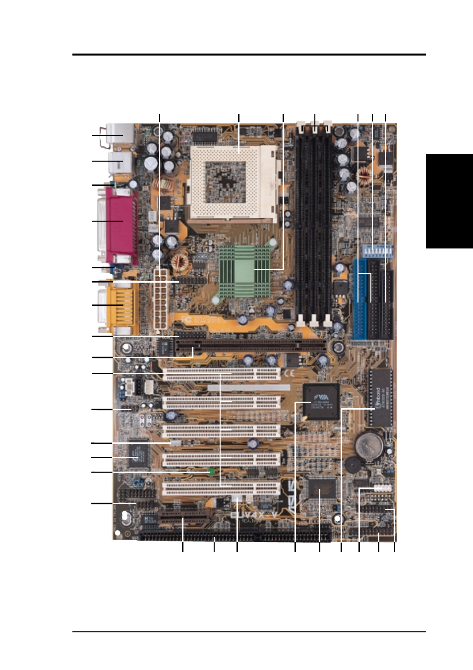 Features, 1 component locations | Asus CUV4X-V User Manual | Page 13 / 110