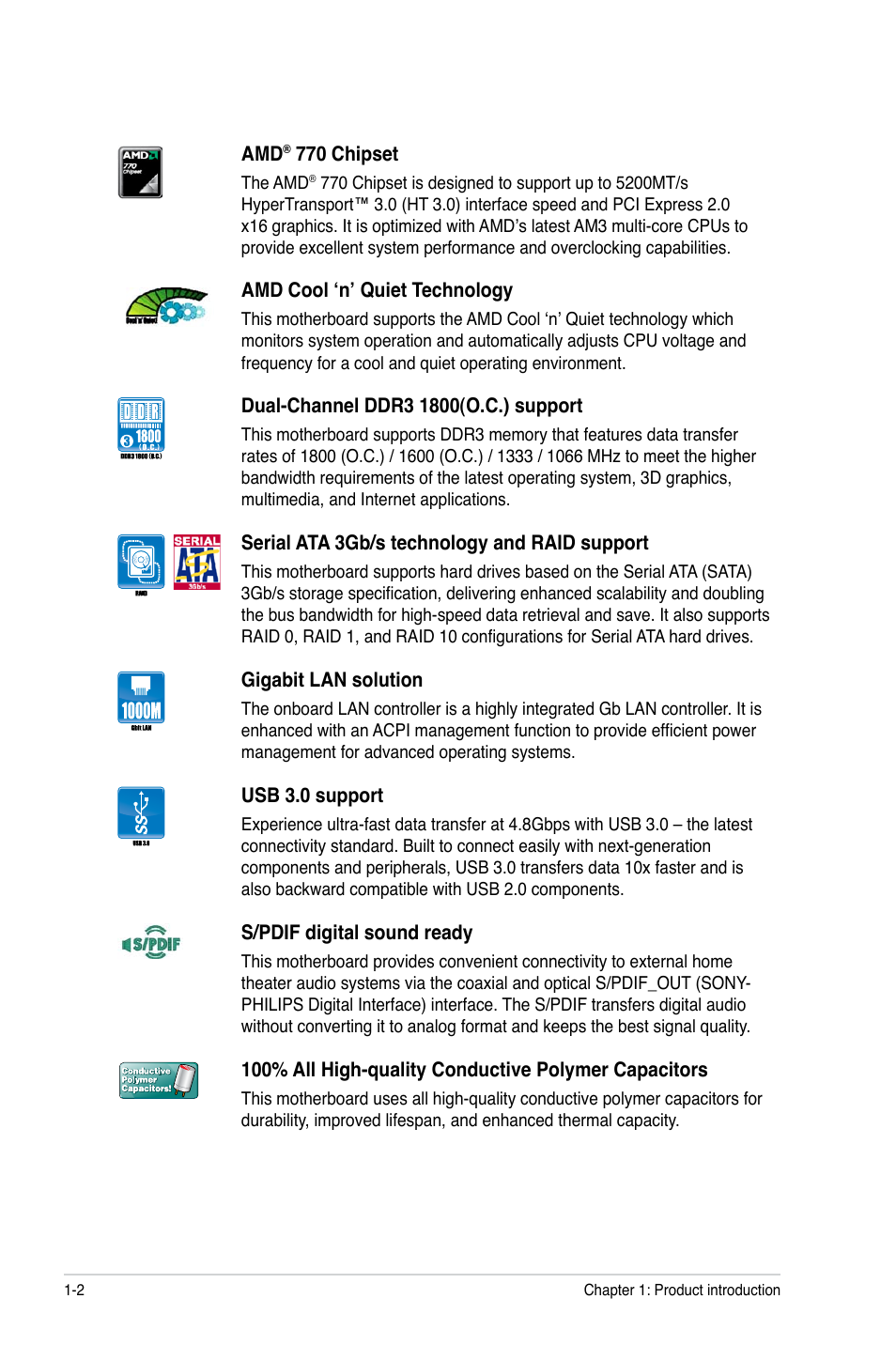 Asus M4A77T/USB3 User Manual | Page 12 / 62