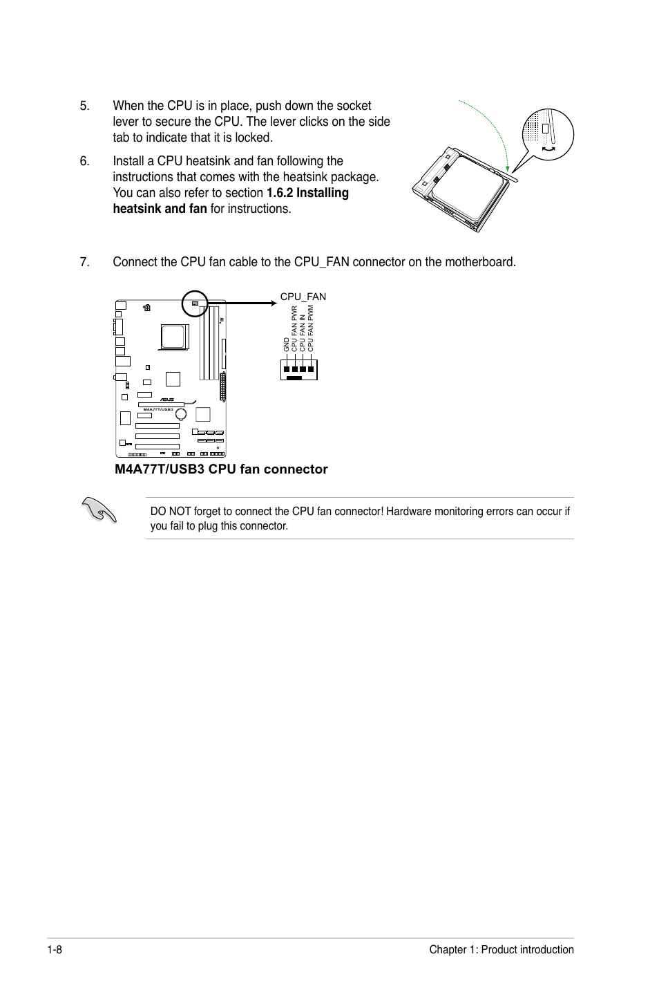 M4a77t/usb3 cpu fan connector | Asus M4A77T/USB3 User Manual | Page 18 / 62