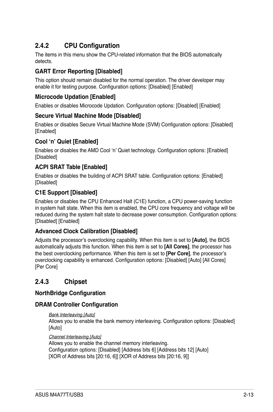 2 cpu configuration, 3 chipset, Cpu configuration -13 | Chipset -13 | Asus M4A77T/USB3 User Manual | Page 51 / 62