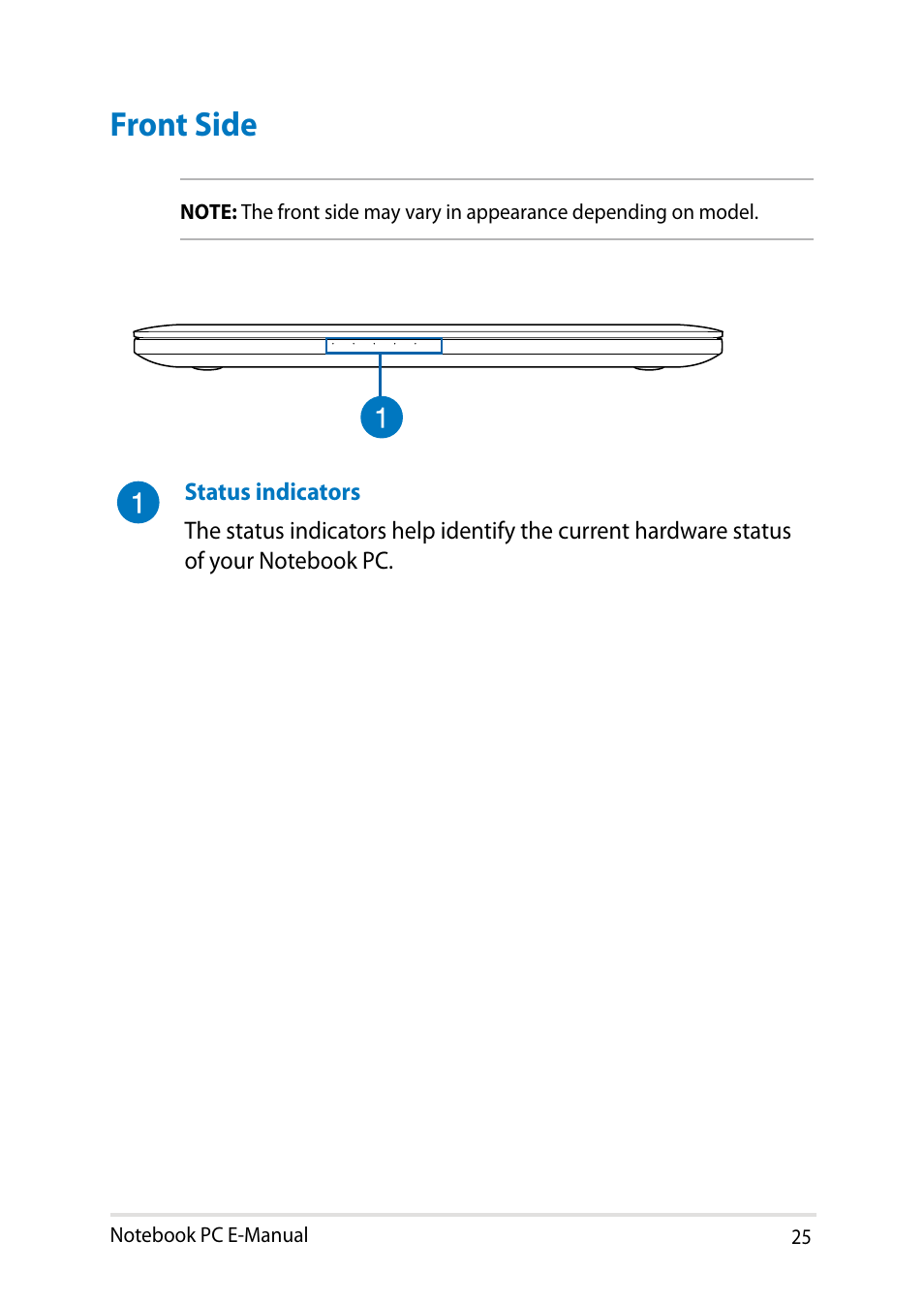 Front side | Asus R552LF User Manual | Page 25 / 140