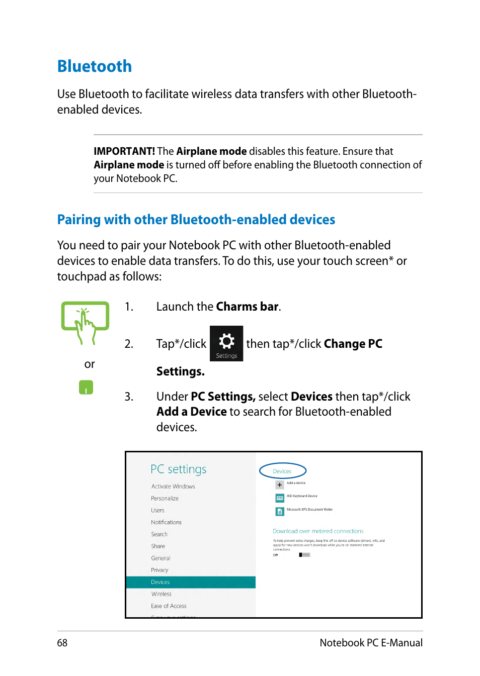 Bluetooth | Asus R552LF User Manual | Page 68 / 140