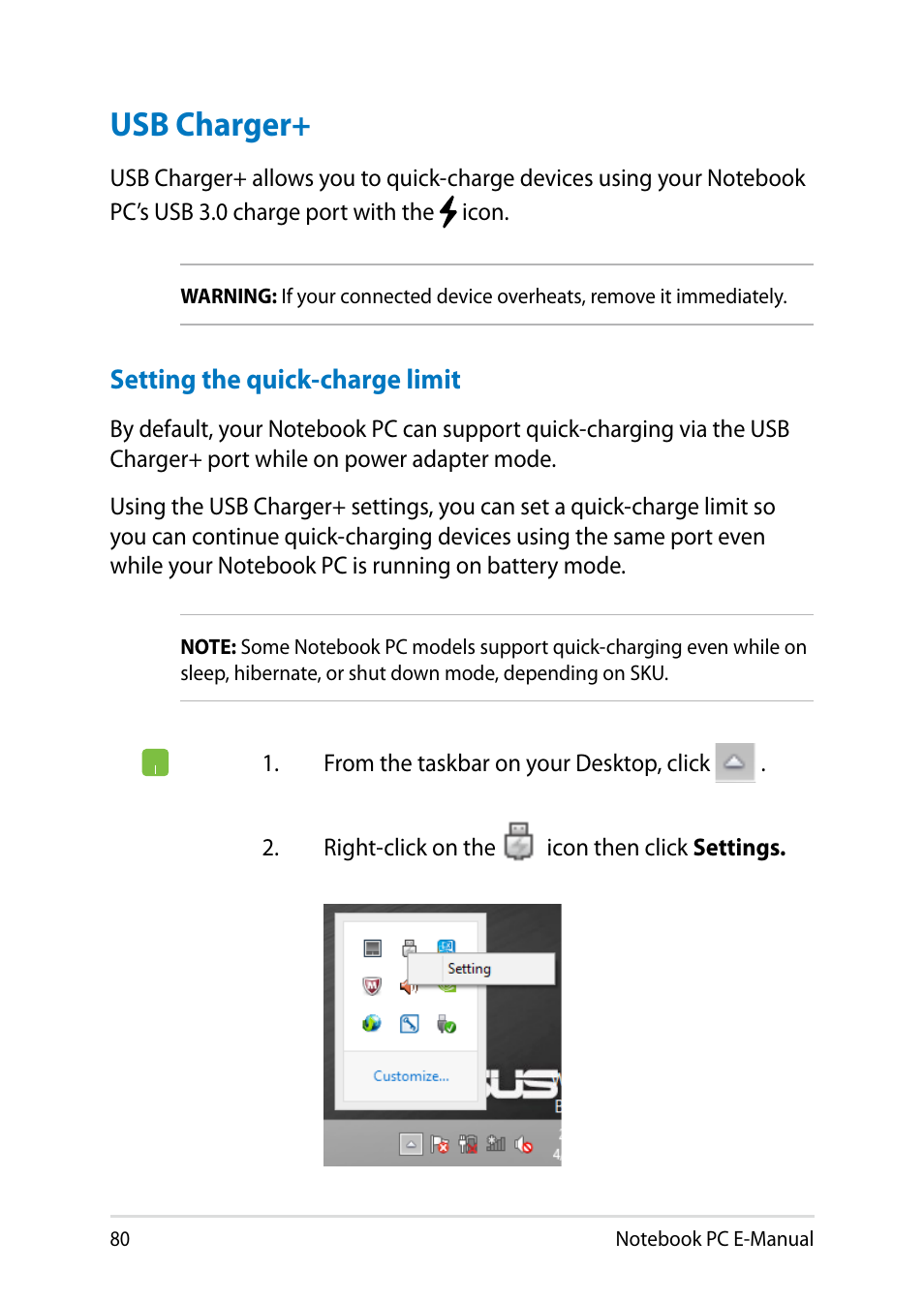 Usb charger | Asus R552LF User Manual | Page 80 / 140