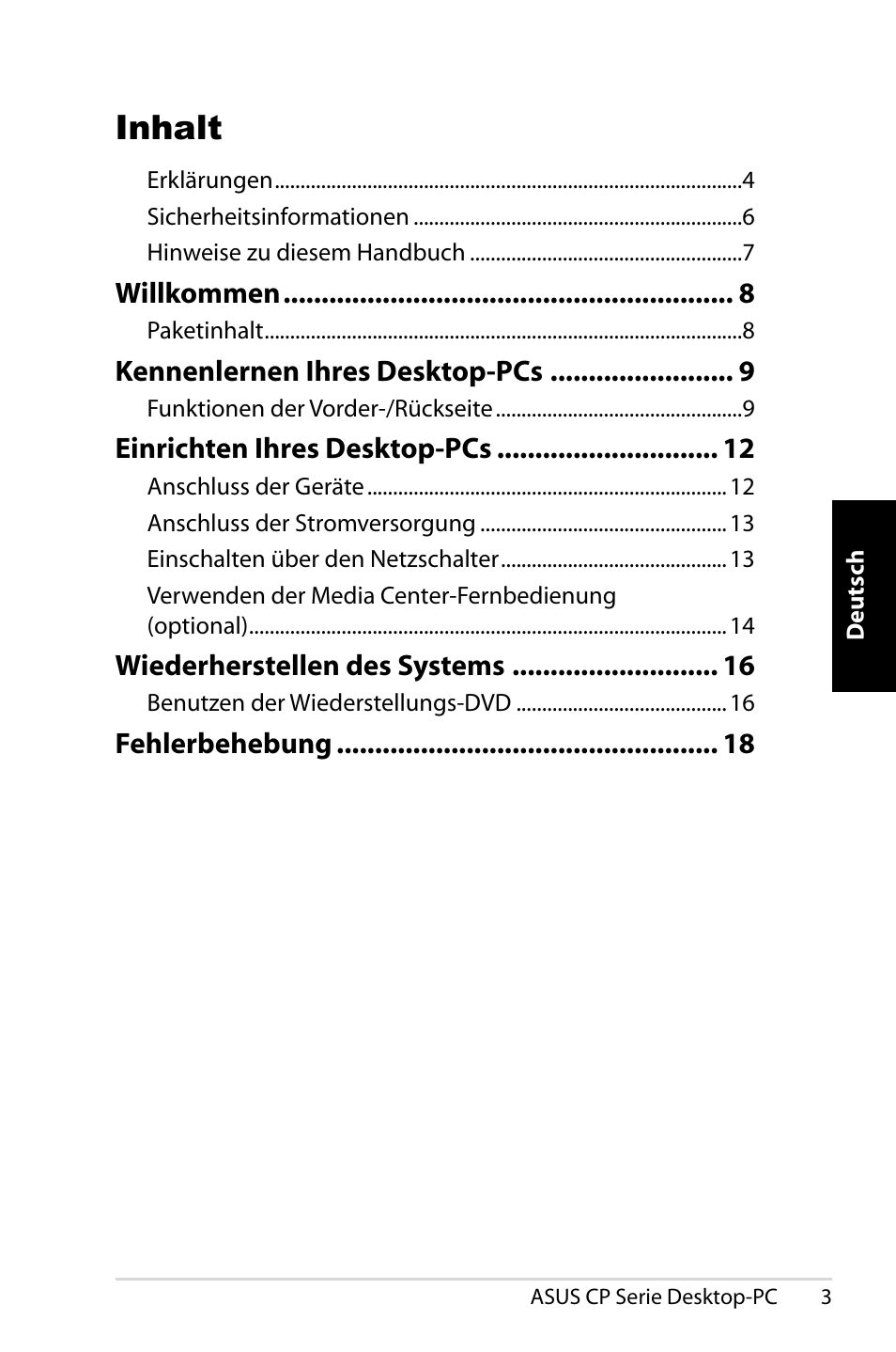 Inhalt | Asus CP1420 User Manual | Page 43 / 202