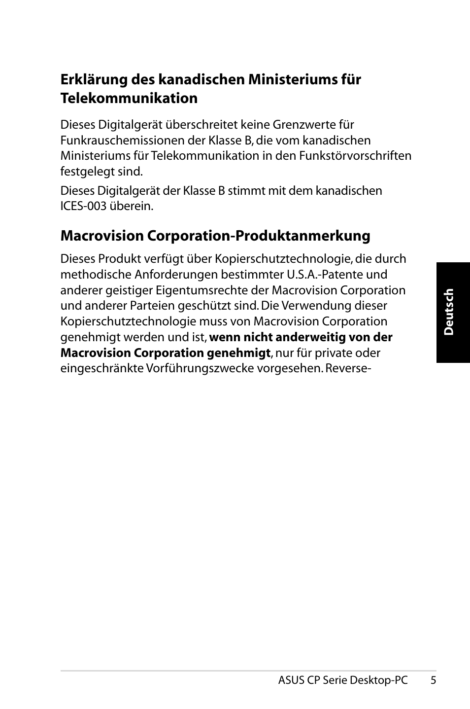 Macrovision corporation-produktanmerkung | Asus CP1420 User Manual | Page 45 / 202