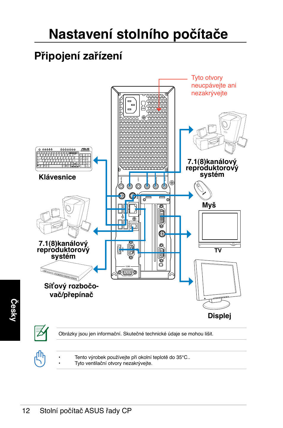 Nastavení stolního počítače, Připojení zařízení | Asus CP1420 User Manual | Page 94 / 202