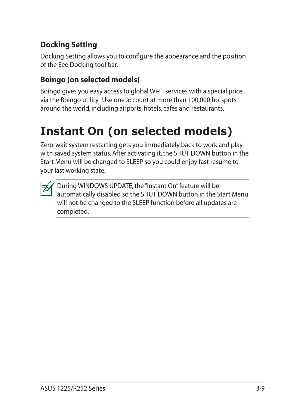 Instant on (on selected models) | Asus Eee PC R252C User Manual | Page 40 / 63