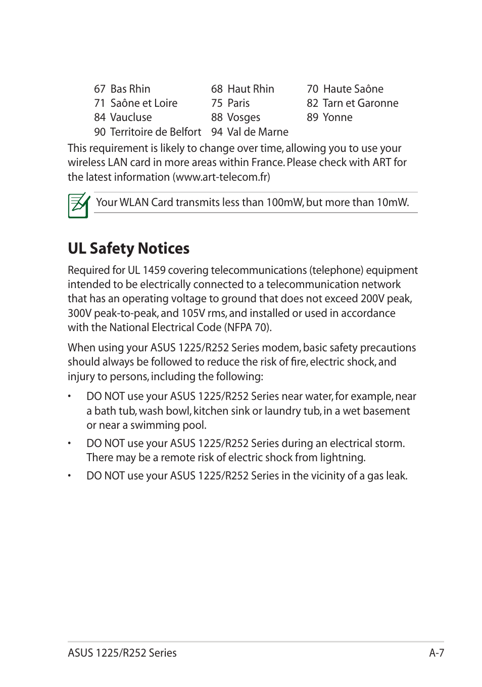Ul safety notices | Asus Eee PC R252C User Manual | Page 56 / 63
