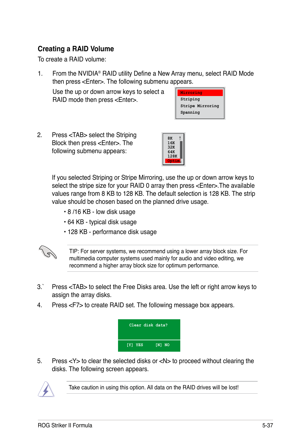 Creating a raid volume | Asus Striker II Formula User Manual | Page 163 / 188