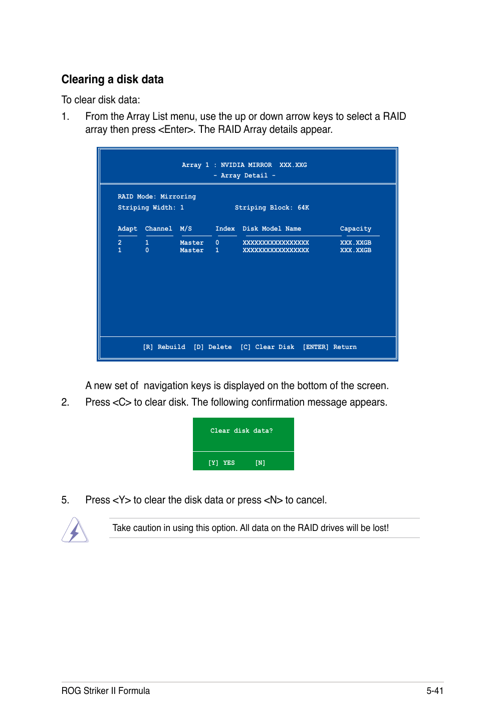 Clearing a disk data | Asus Striker II Formula User Manual | Page 167 / 188