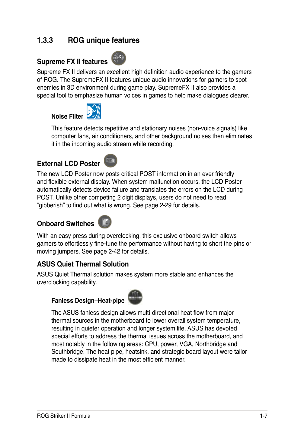 3 rog unique features, Rog unique features -7 | Asus Striker II Formula User Manual | Page 23 / 188