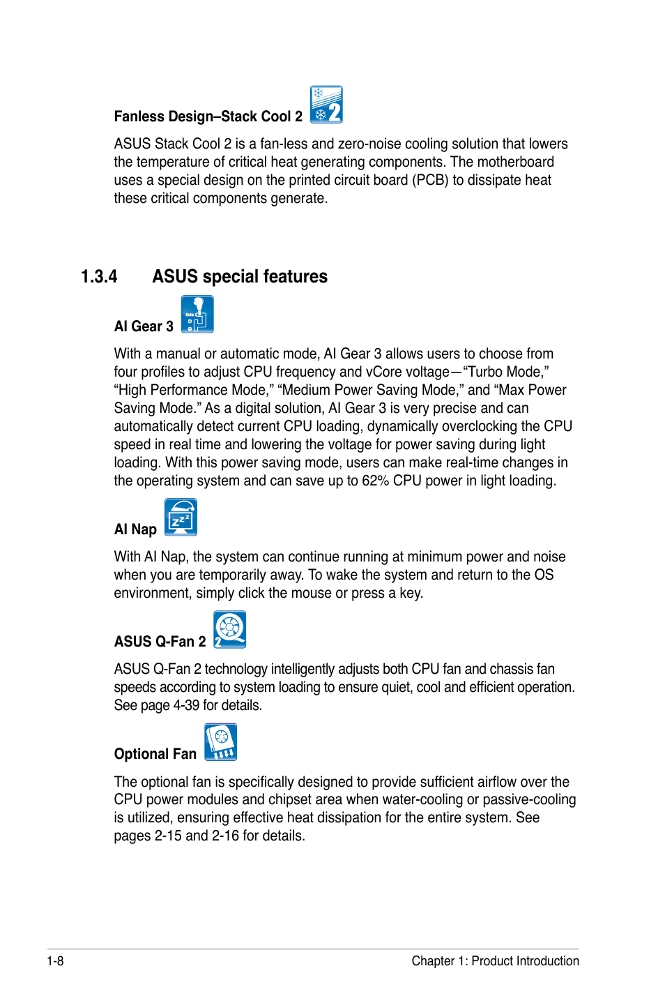 4 asus special features, Asus special features -8 | Asus Striker II Formula User Manual | Page 24 / 188