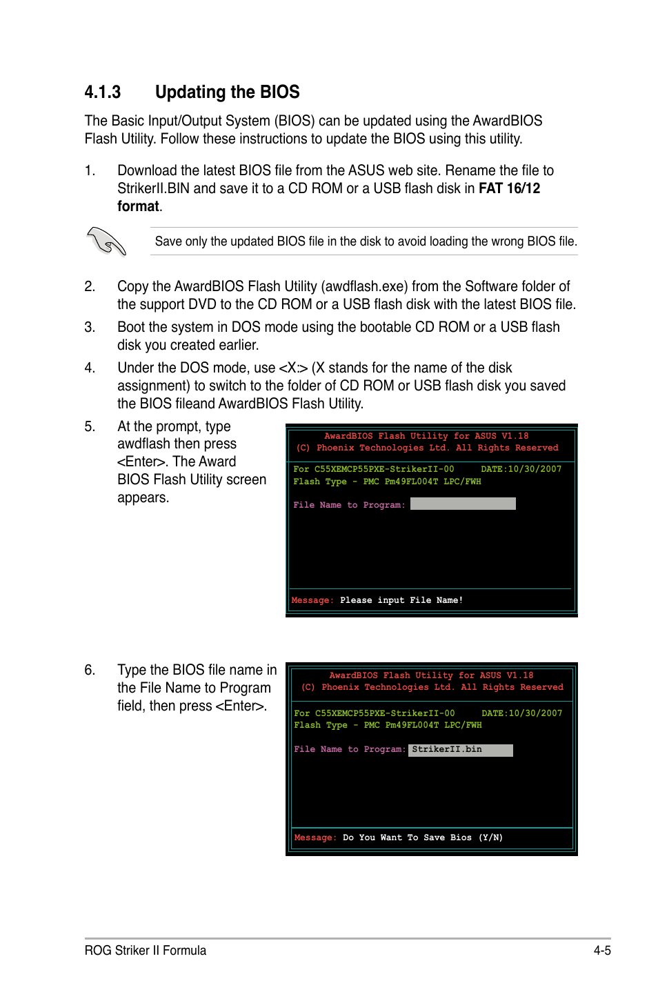 3 updating the bios, Updating the bios -5 | Asus Striker II Formula User Manual | Page 81 / 188