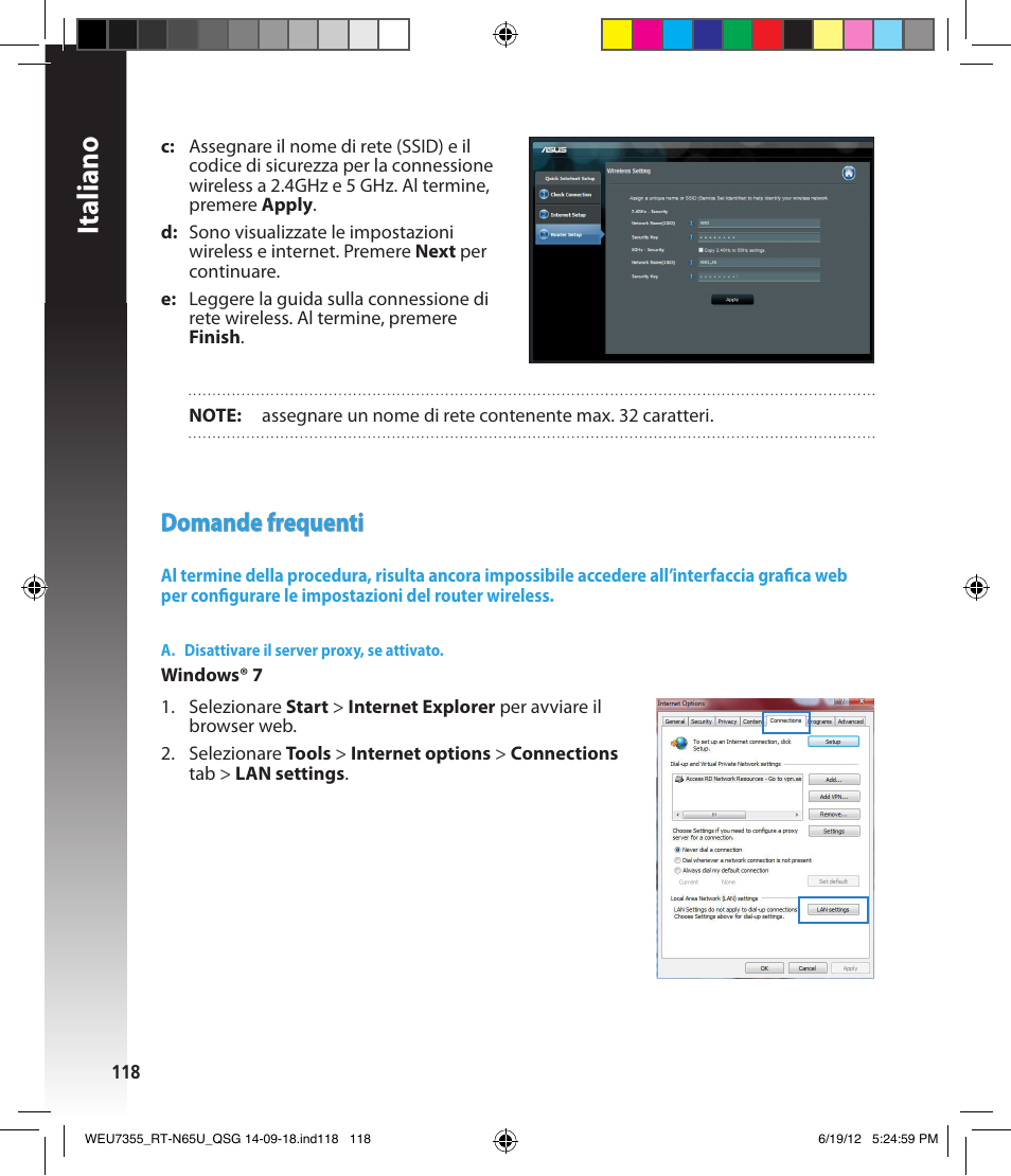 Italiano, Domande frequenti | Asus RT-N65U User Manual | Page 118 / 168