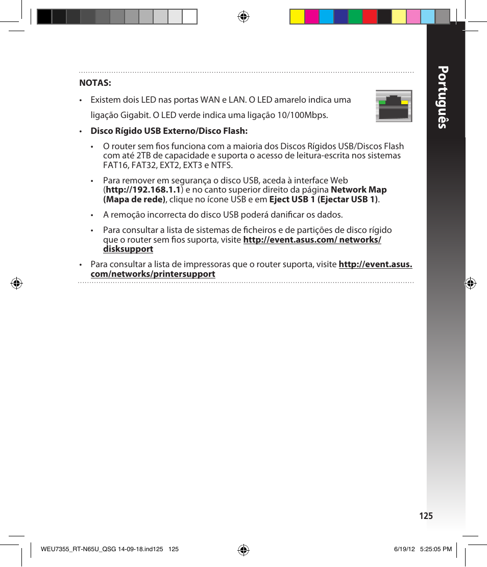 Por tuguês | Asus RT-N65U User Manual | Page 125 / 168