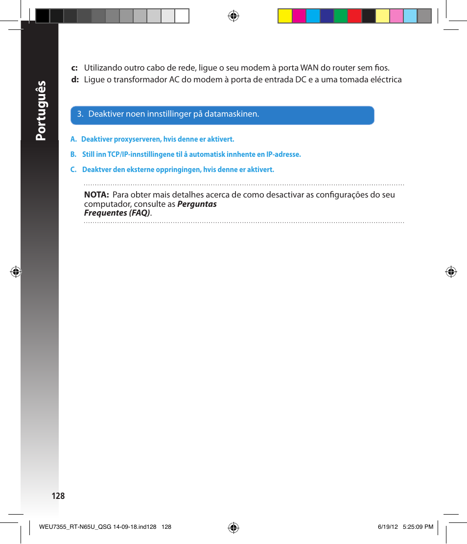 Por tuguês | Asus RT-N65U User Manual | Page 128 / 168