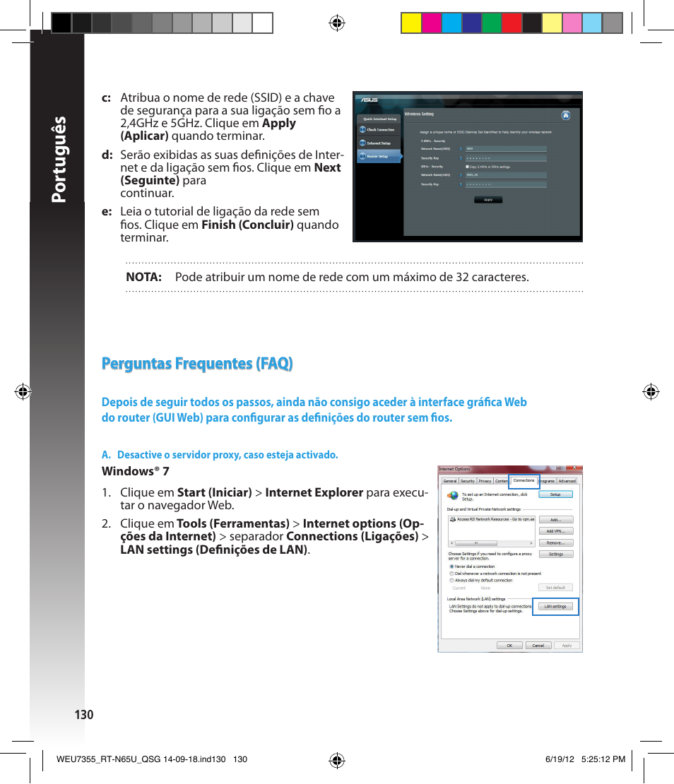 Por tuguês, Perguntas frequentes (faq) | Asus RT-N65U User Manual | Page 130 / 168