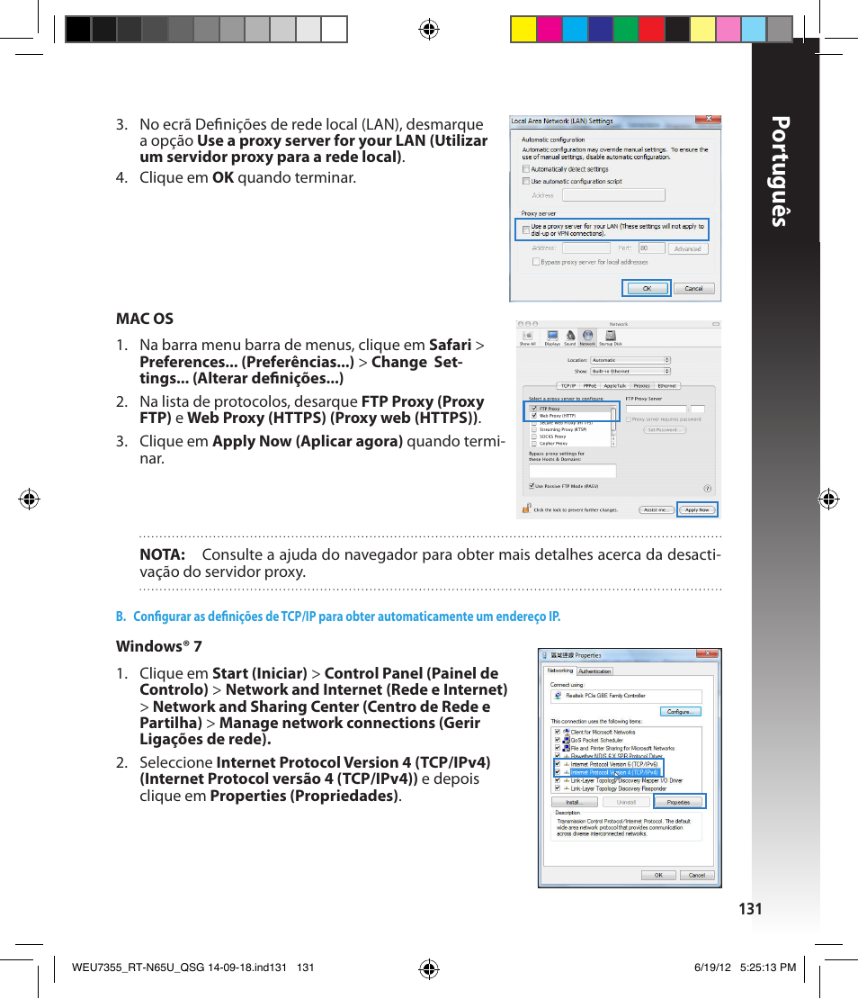 Por tuguês | Asus RT-N65U User Manual | Page 131 / 168