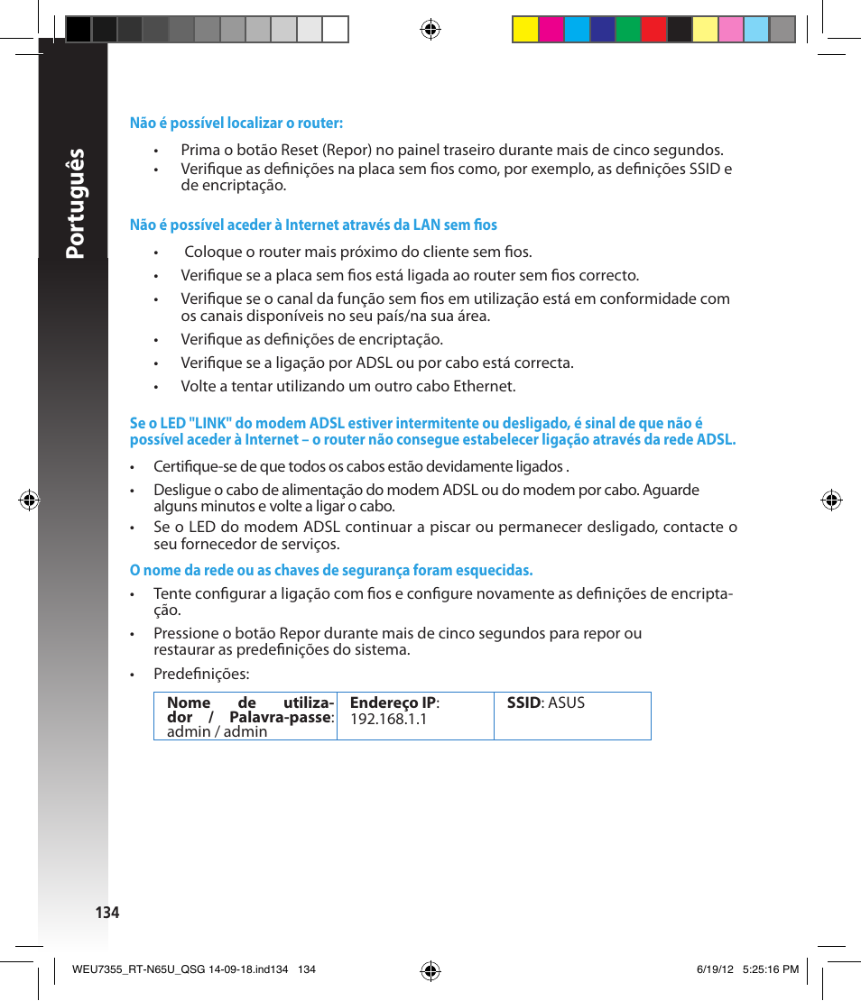 Por tuguês | Asus RT-N65U User Manual | Page 134 / 168