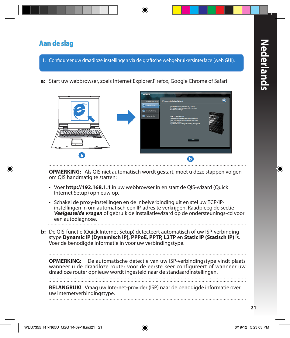 Neder lands, Aan de slag | Asus RT-N65U User Manual | Page 21 / 168