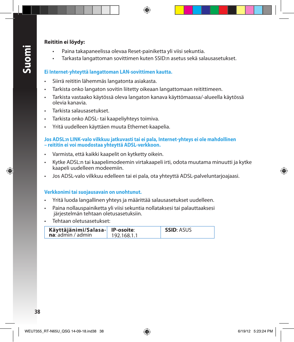 Suomi | Asus RT-N65U User Manual | Page 38 / 168