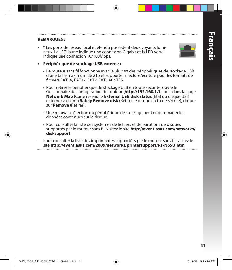 Franç ais | Asus RT-N65U User Manual | Page 41 / 168