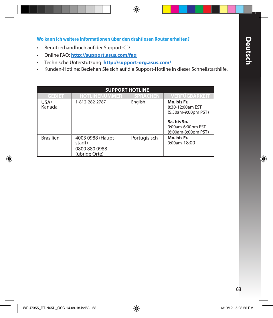 Deutsch | Asus RT-N65U User Manual | Page 63 / 168