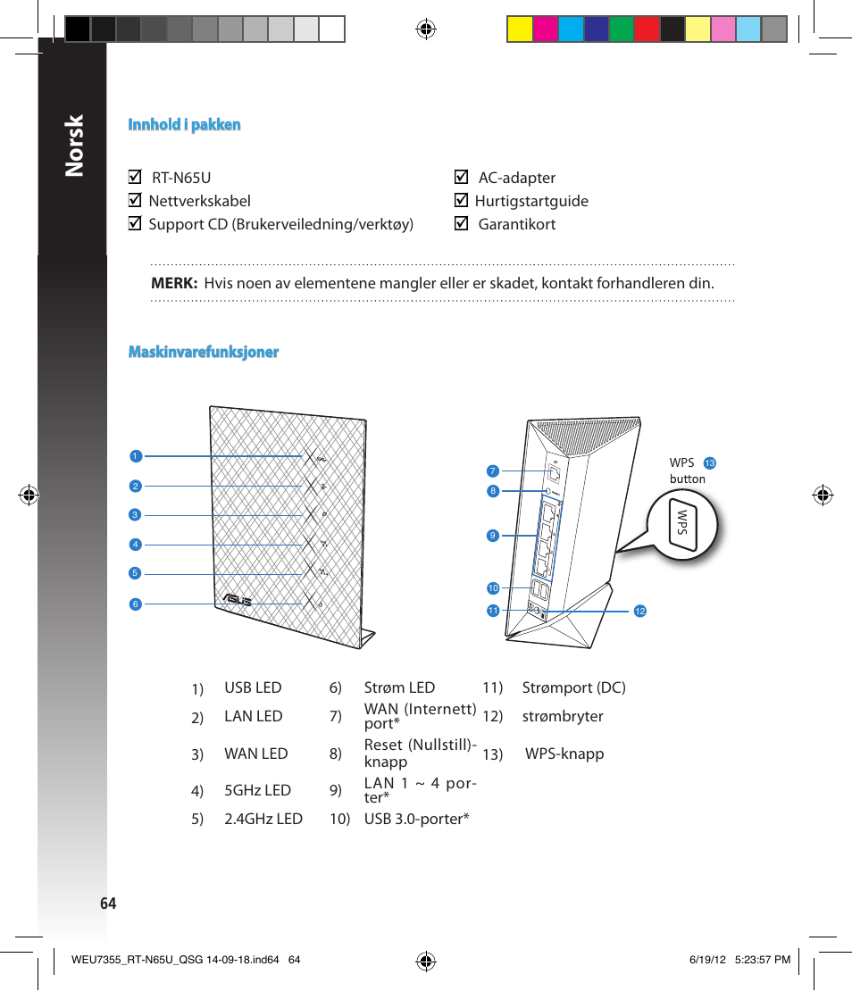 Norsk | Asus RT-N65U User Manual | Page 64 / 168