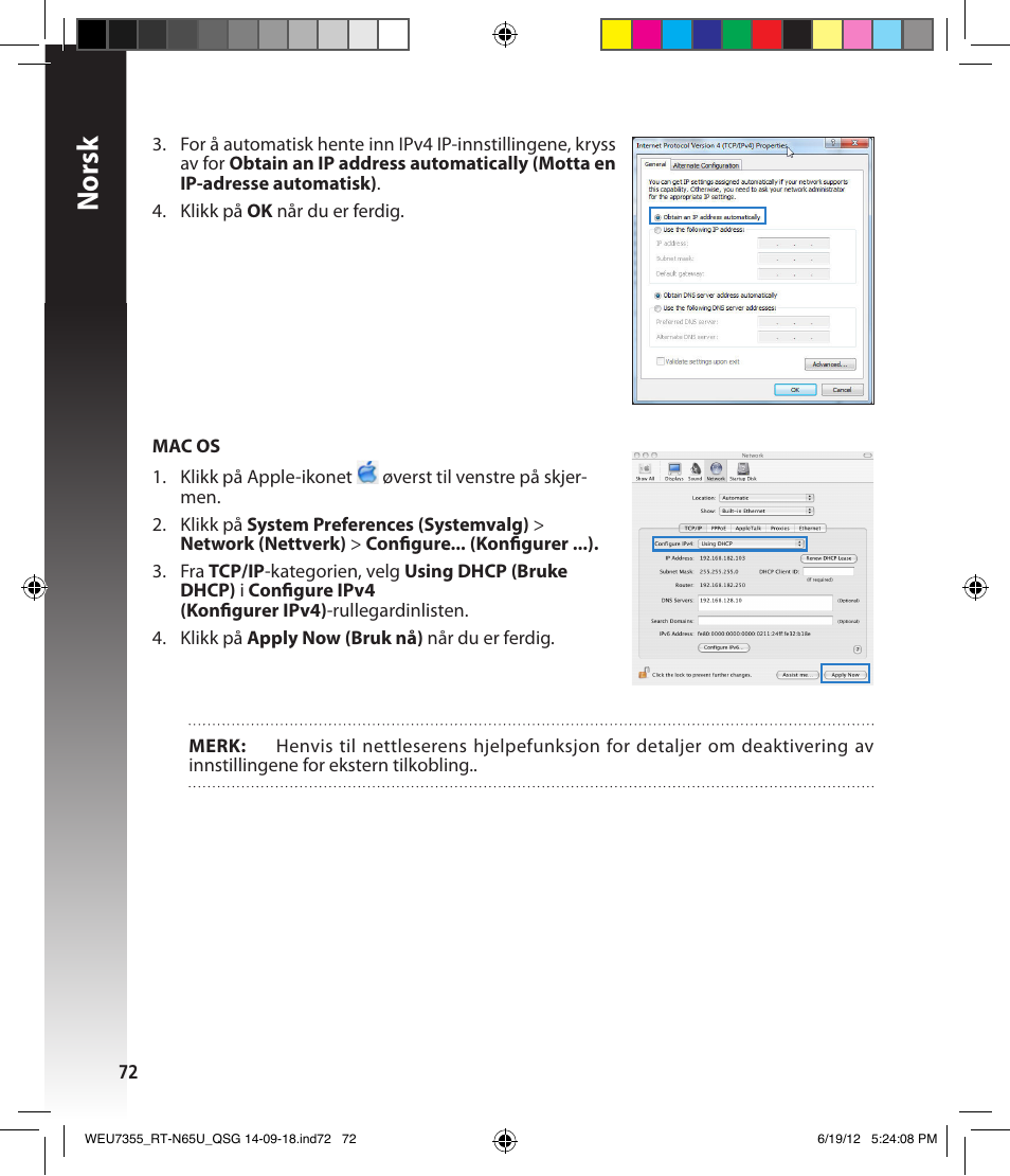 Norsk | Asus RT-N65U User Manual | Page 72 / 168